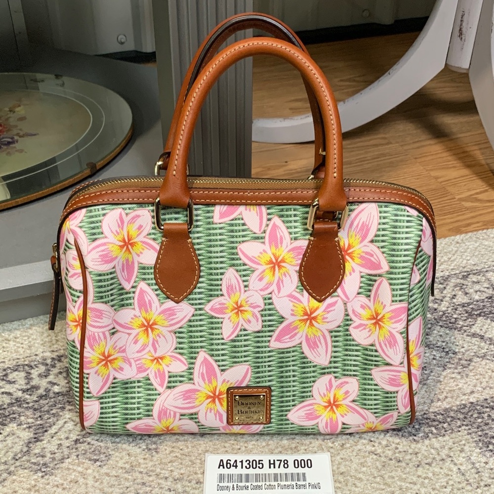 Dooney & Bourke coated canvas QVC NWOT green pink speedy satchel bag